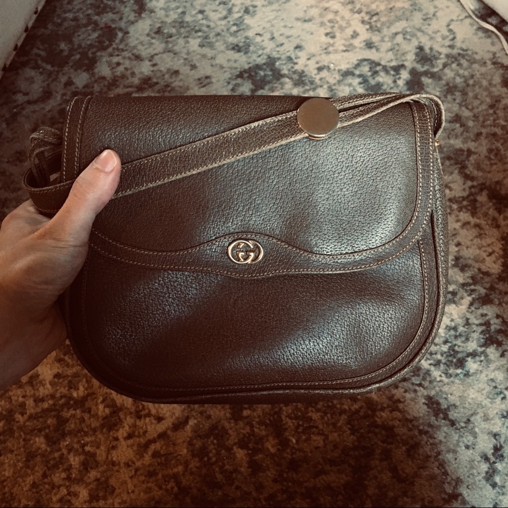 70s Authentic Gucci Leather Shoulder Bag 💼